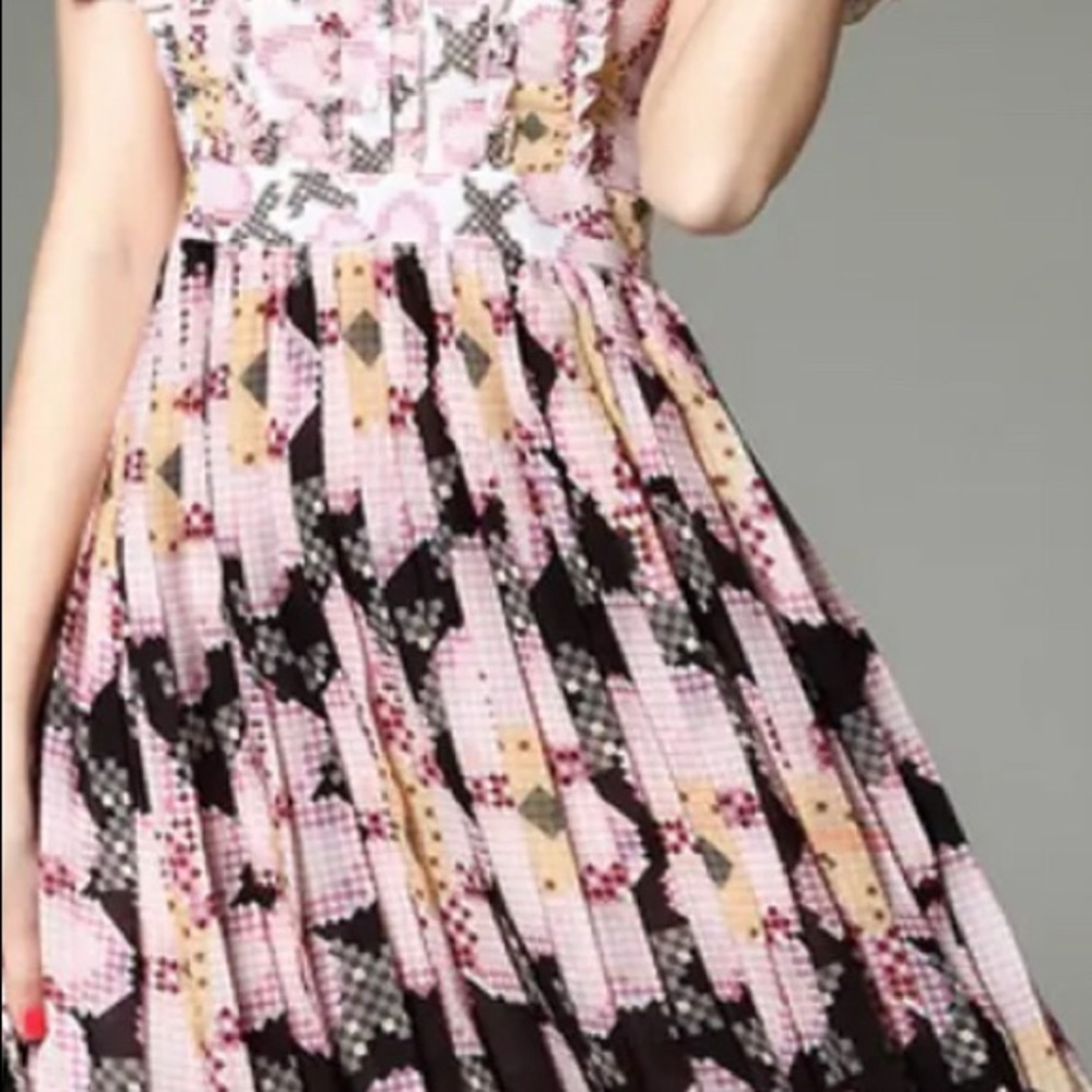NWOT Pink Lapel Ruffle Dress